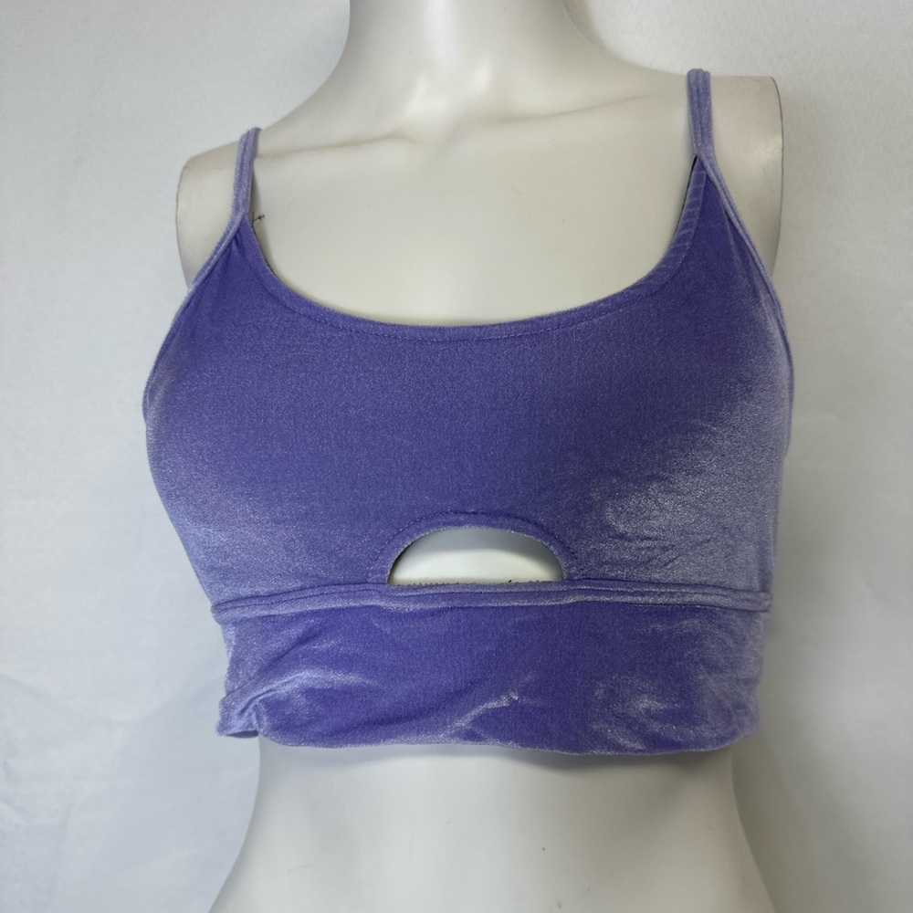 AGENT84 Purple Crushed Velvety XS Workout Crop Top  Yoga